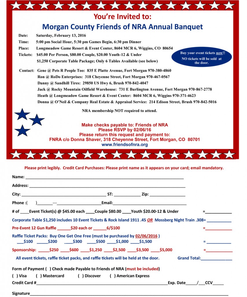 2016 Morgan County Friends of the NRA Banquet