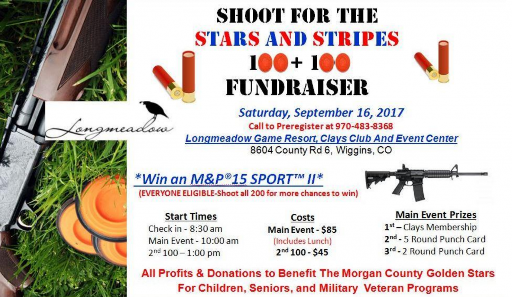 Event Flyer for Morgan County Golden Stars, MCGS, Shoot for the Stars and Stripes 2017
